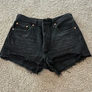 Levi’s black 501 denim shorts